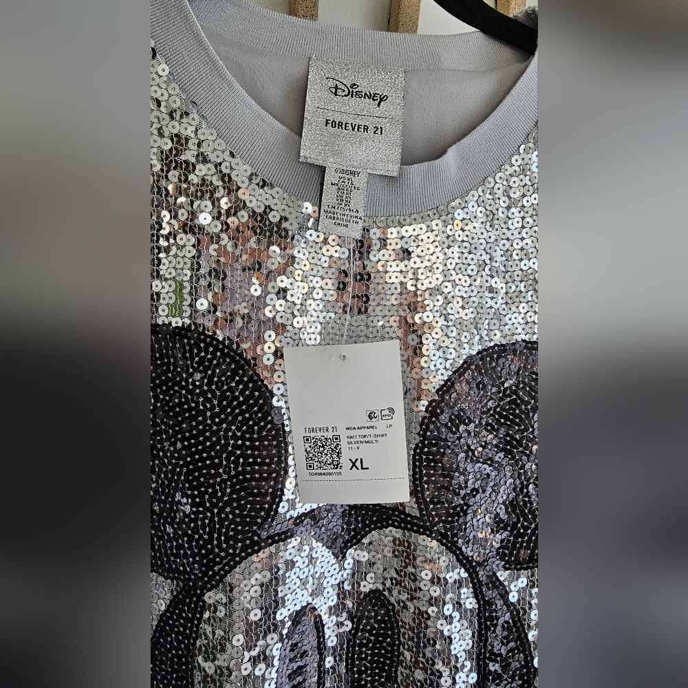 NWT Disney x Forever 21 Silver Sequin Mickey Mouse T-Shirt Mini Dress XL - Picture 3 of 13